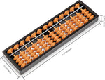 Close-up of the orange-brown beads and dividing beam on the abacus