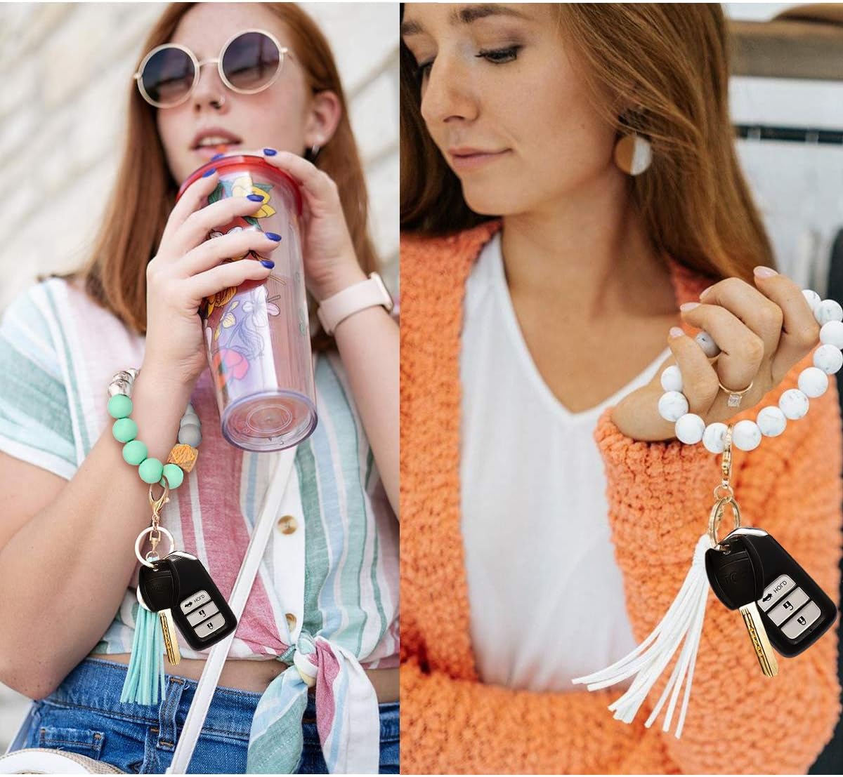 NVENF elastic silicone bangle key chain for women