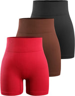 YNNTHY Women's Biker Shorts Workout Gym Ribbed High Waisted Spandex Yoga Shorts 3 Pack - Image 9