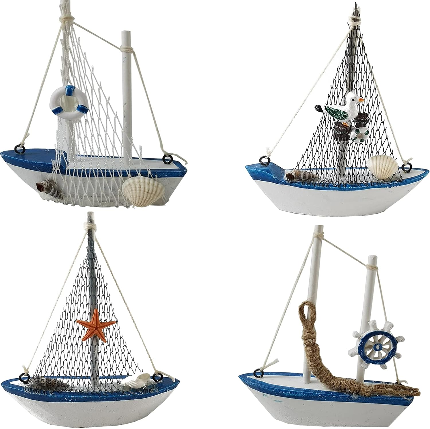 TIHOOD mini sailboat model decoration front view nautical home decor