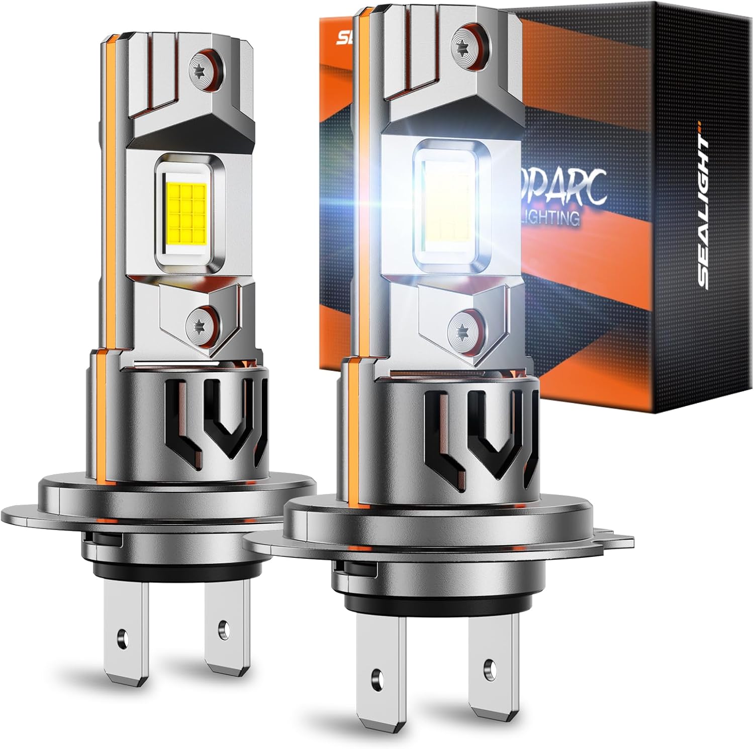 SEALIGHT H7 LED fog light conversion bulbs two pack front view showcasing premium compact design