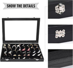 Siveit black jewelry storage box angle view with metal locks