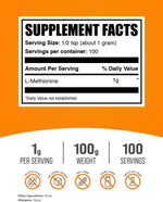 BulkSupplements L-Methionine nutritional supplement packaging