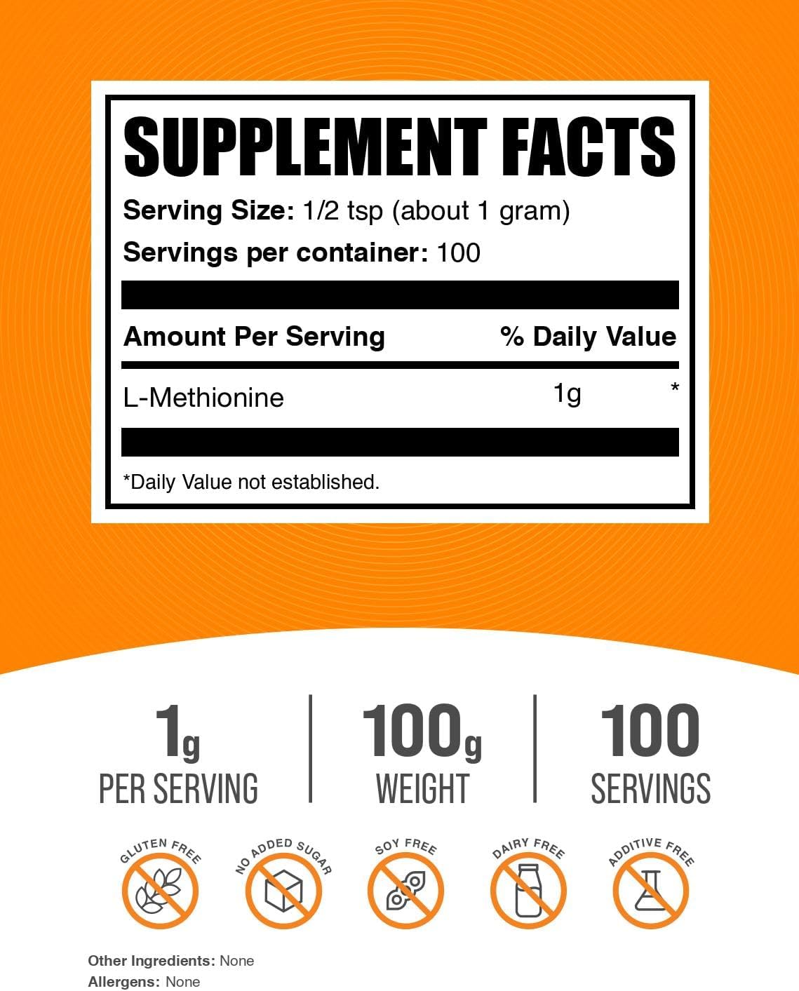 BulkSupplements L-Methionine nutritional supplement packaging
