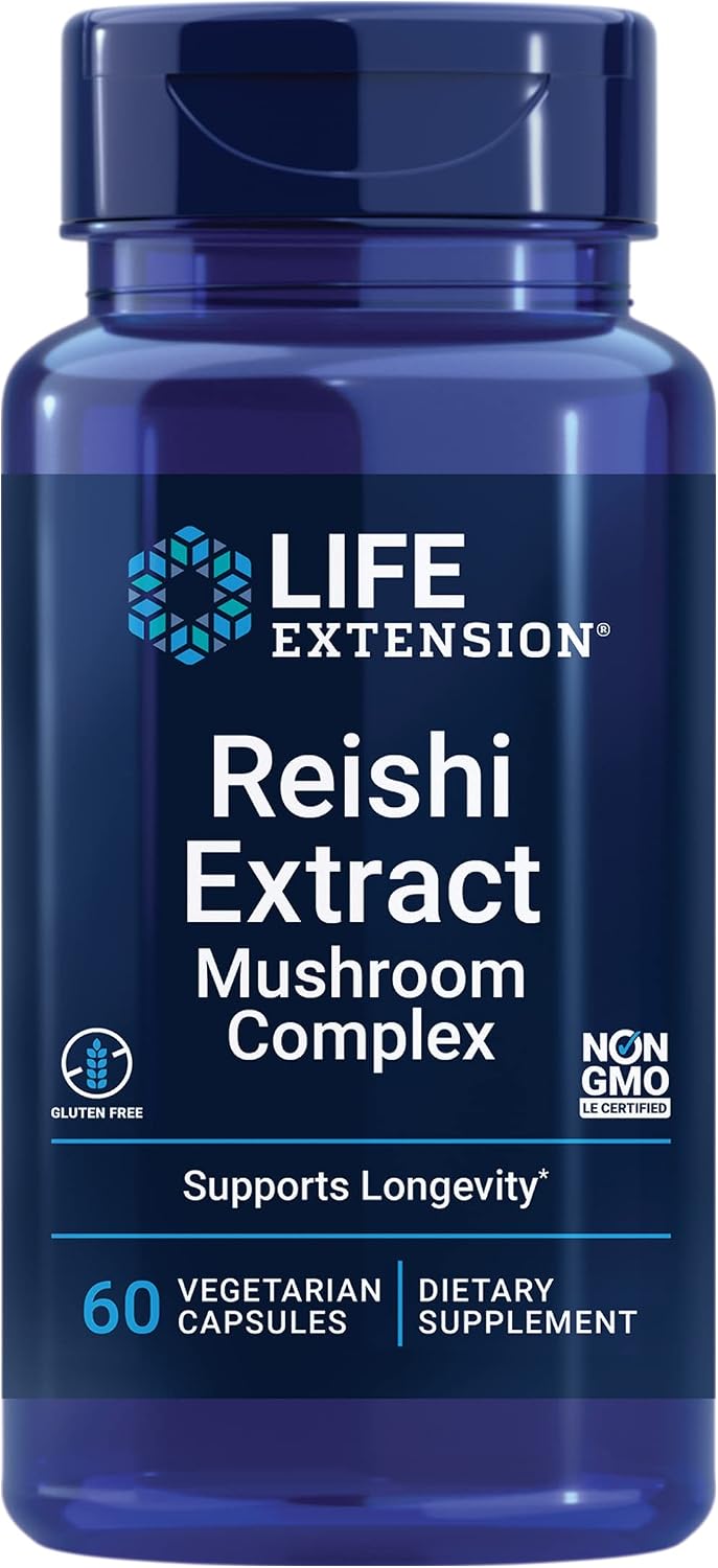 Life Extension Reishi Extract Mushroom Complex bottle front view supplement
