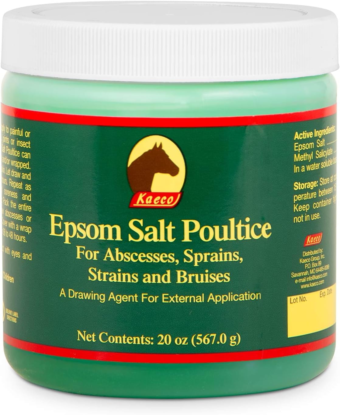 Kaeco Epsom Salt Poultice 20 ounce tub front view equine health supplies