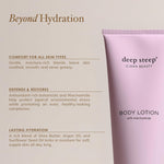 Application view of Deep Steep body lotion being absorbed into the skin.