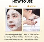 Exfoliating five grain powder face mask applied on nose and cheeks