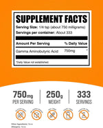 BulkSupplements GABA powder 250 gram packaging label details