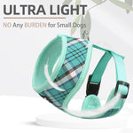Pupteck plaid pattern small pet harness paired with matching leash