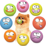 HDSX soft latex squeaky dog balls front view eight pack set