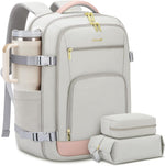 LOVEVOOK Travel Backpack For Women front view in grey-pink with gold zippers