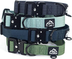 Tacwild heavy duty large dog collar dark green front view