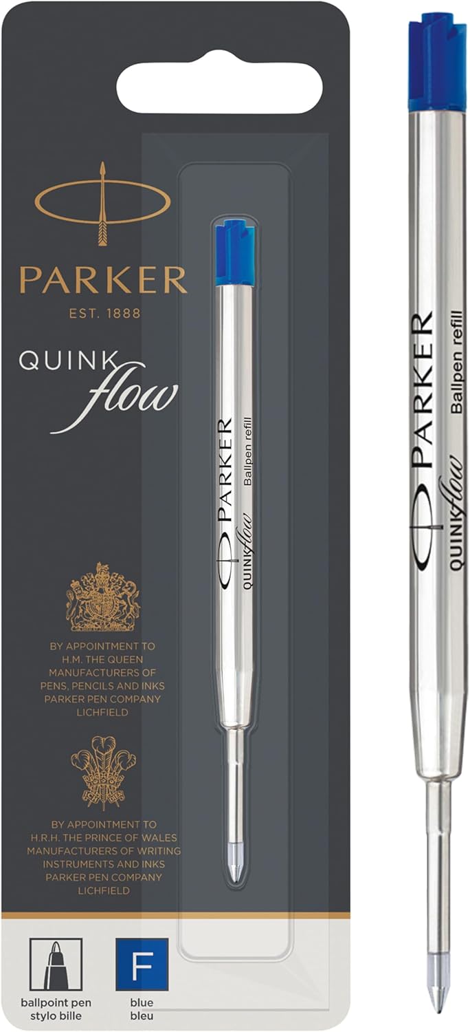 PARKER QUINKflow Ballpoint Pen Ink Refill, Fine Tip, Blue - Image 1