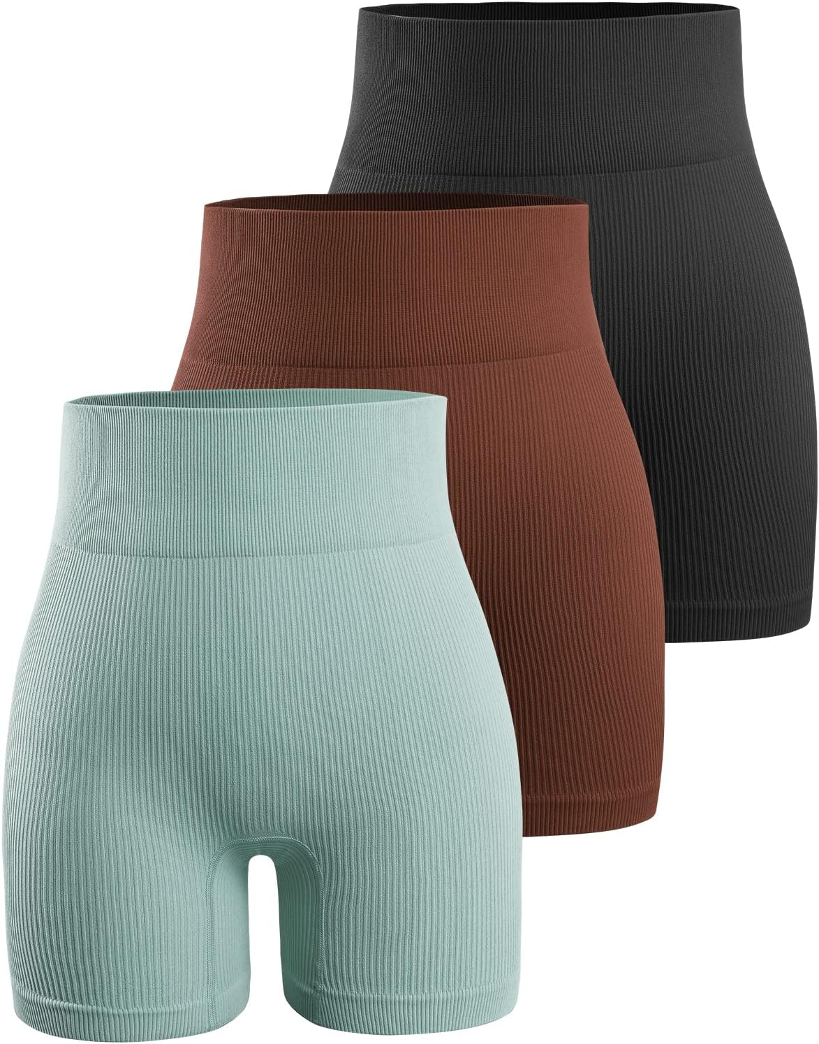 YNNTHY women's ribbed biker shorts front view