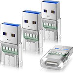 Elebase USB 3.0 to USB C Adapter 4 Pack front view showing transparent casing design.