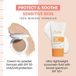 Avene mineral sunscreen compact open showing tinted formula