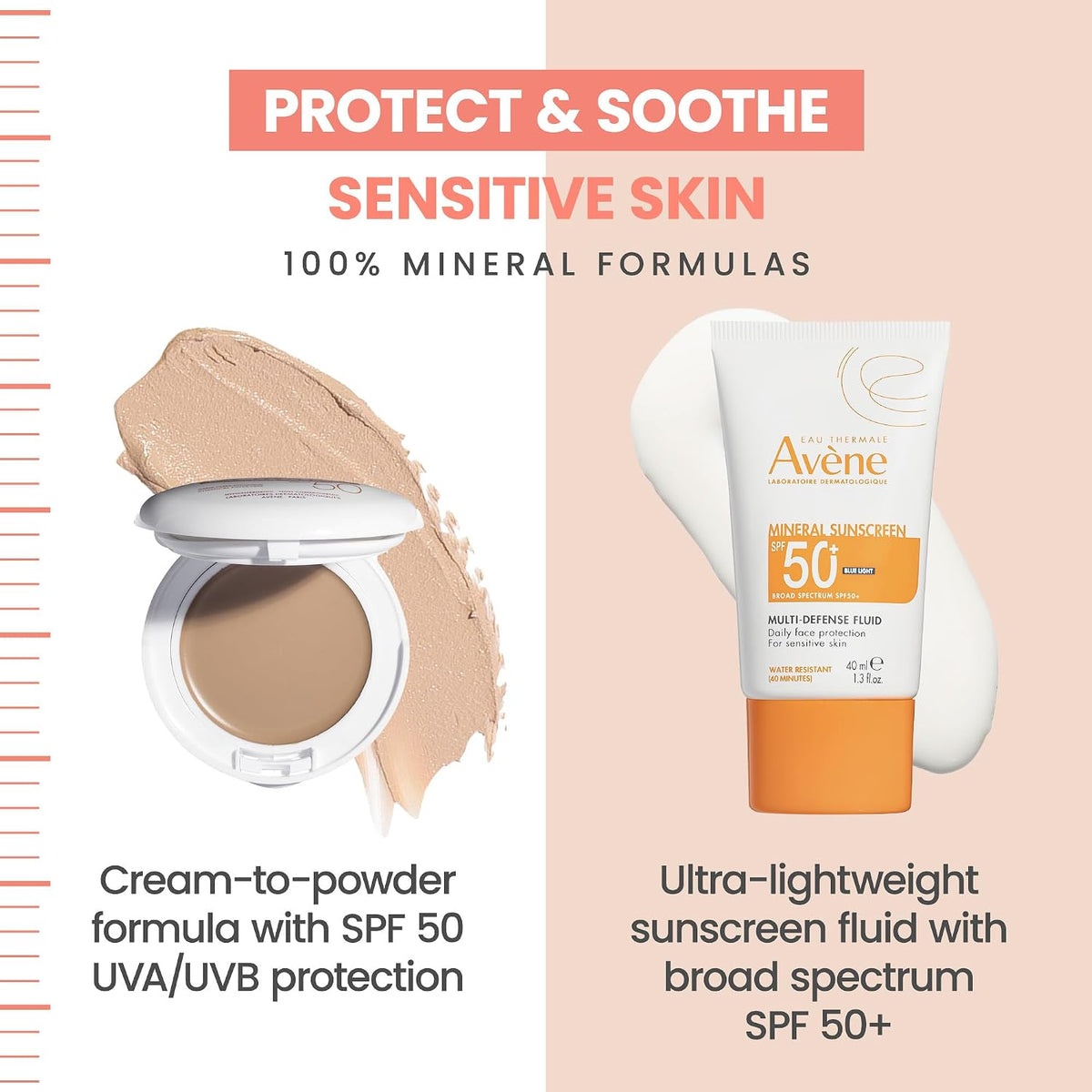 Avene mineral sunscreen compact open showing tinted formula