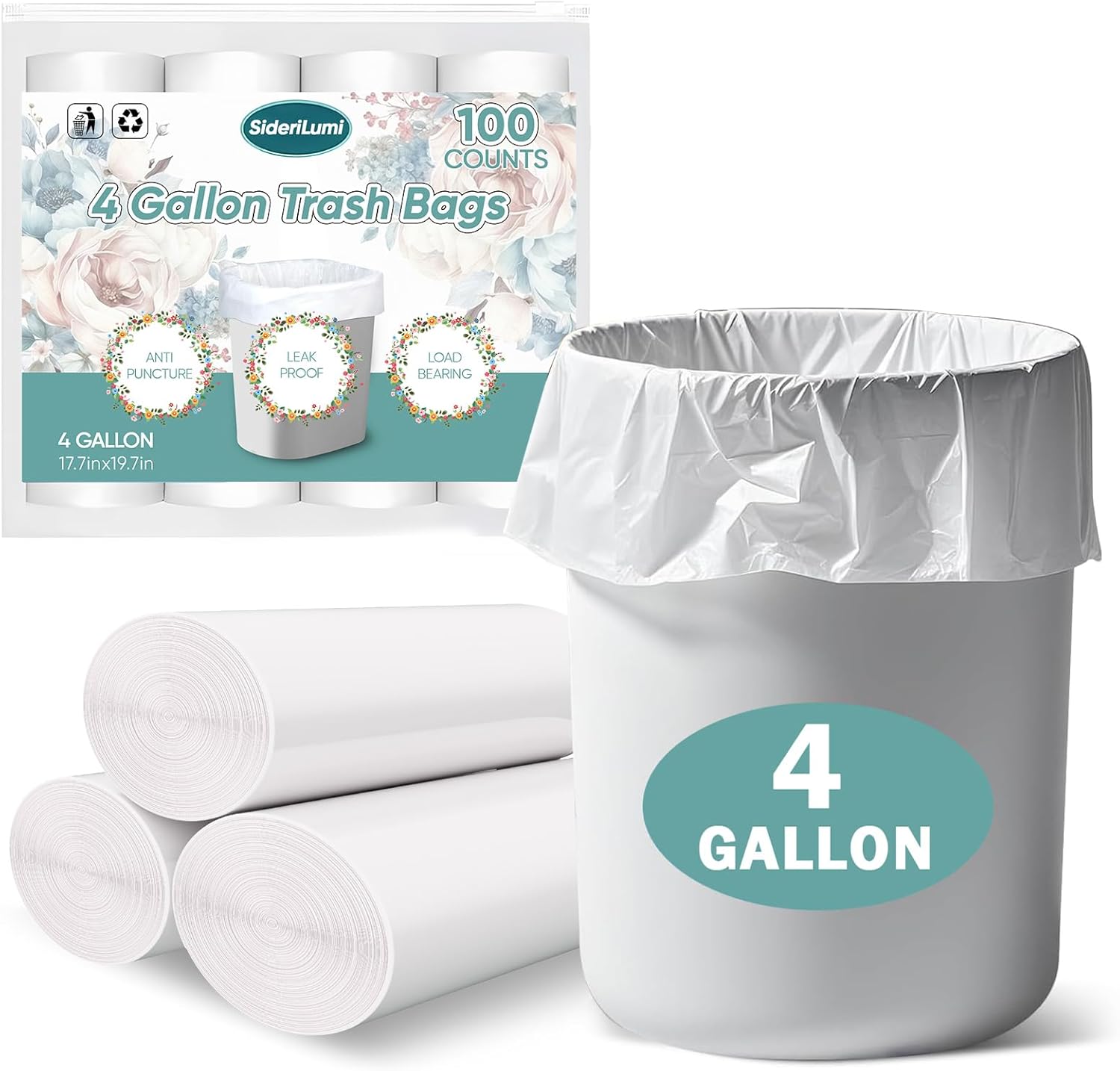 SideriLumi small trash bags 4 gallon front view pack