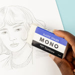 Tombow Jumbo eraser side angle packaging shot