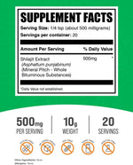 BulkSupplements Shilajit Extract Powder 10g pouch label detail