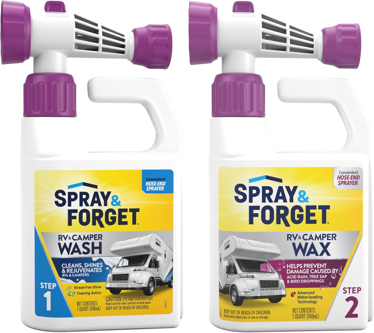 Spray & Forget RV & Camper Wash and Wax Combo kit front packaging view