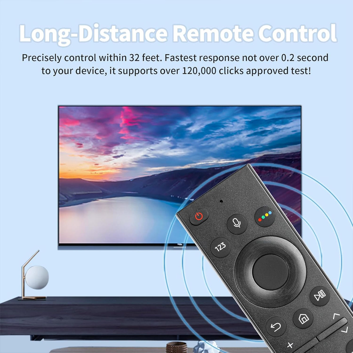 Ctrlbetter Samsung compatible voice remote showing Netflix and Prime Video shortcut keys