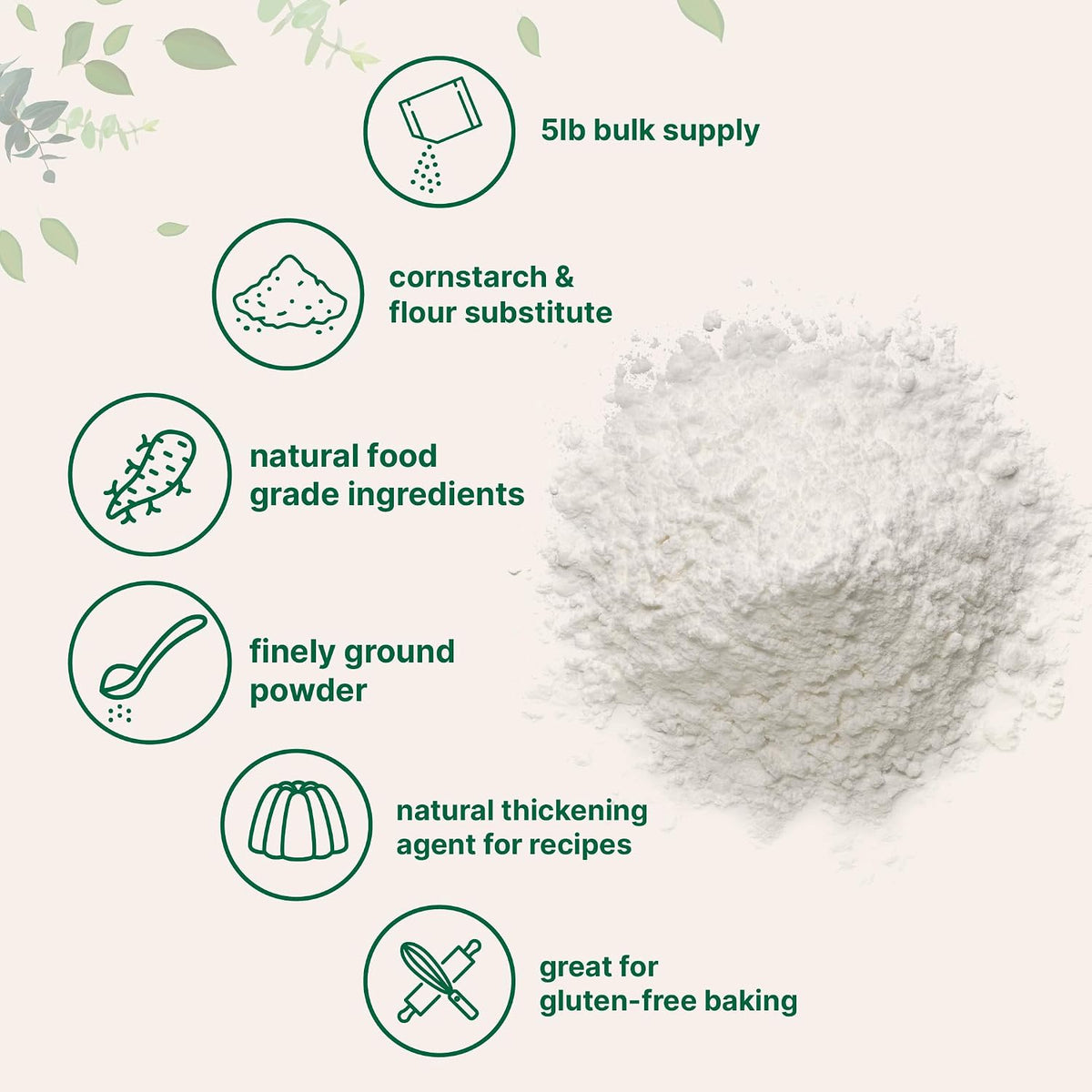 Micro Ingredients organic arrowroot powder texture closeup