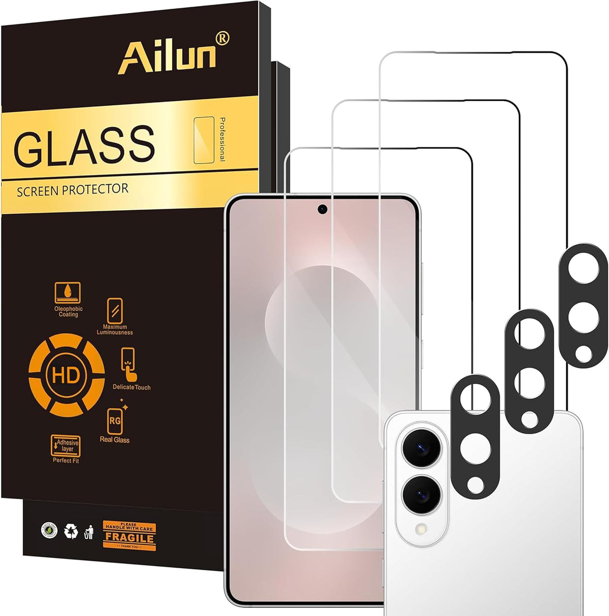 Ailun Screen Protector + Camera Lens Protector for Galaxy S23, 3+3 Pack | 6.1 Inch, Tempered Glass, Fingerprint Unlock Compatible, 0.25mm, Ultra Clear, Anti-Scratch, Case Friendly - Image 13