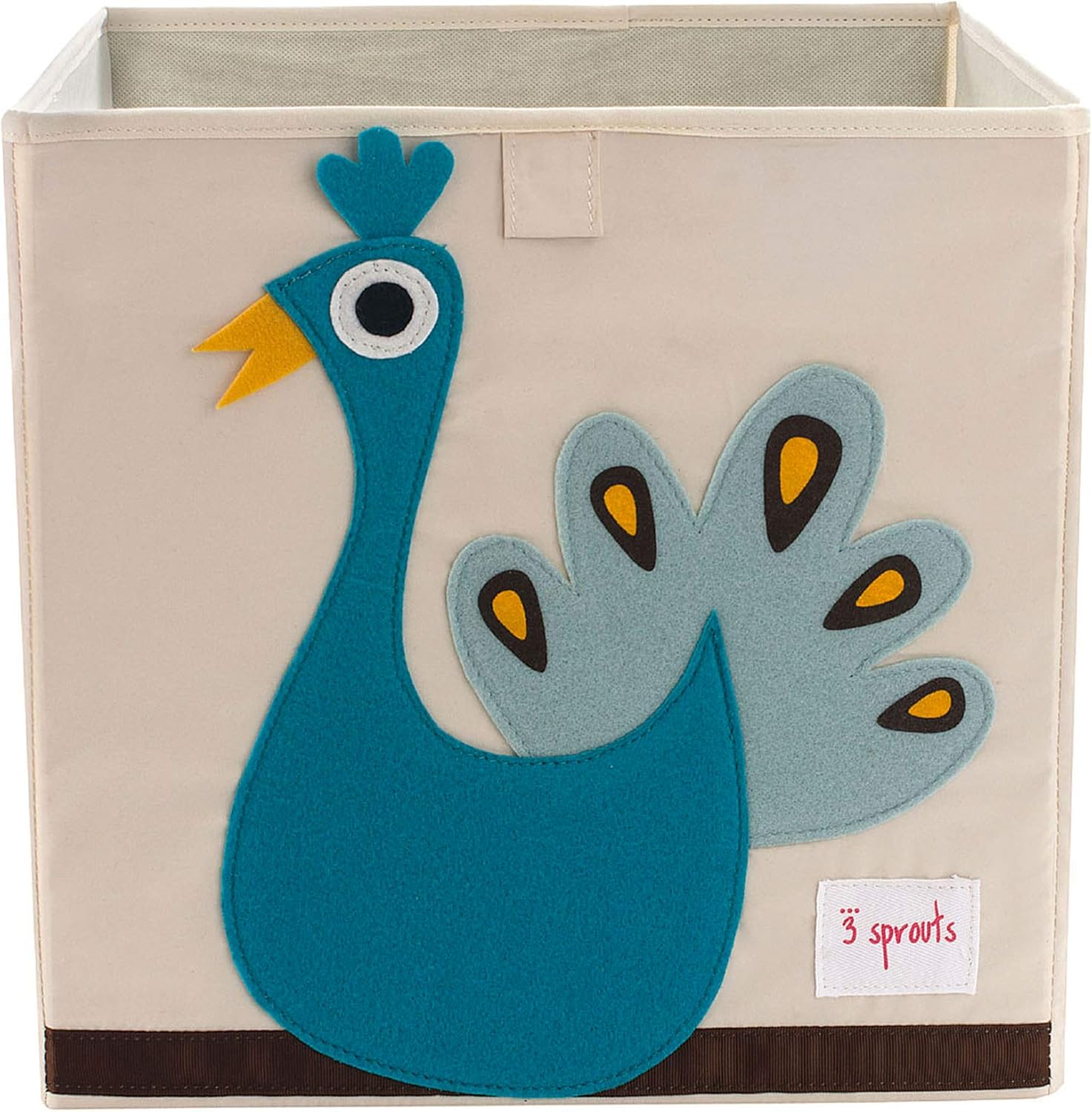 3 Sprouts Toy Storage Organizer Peacock front view fabric cube box