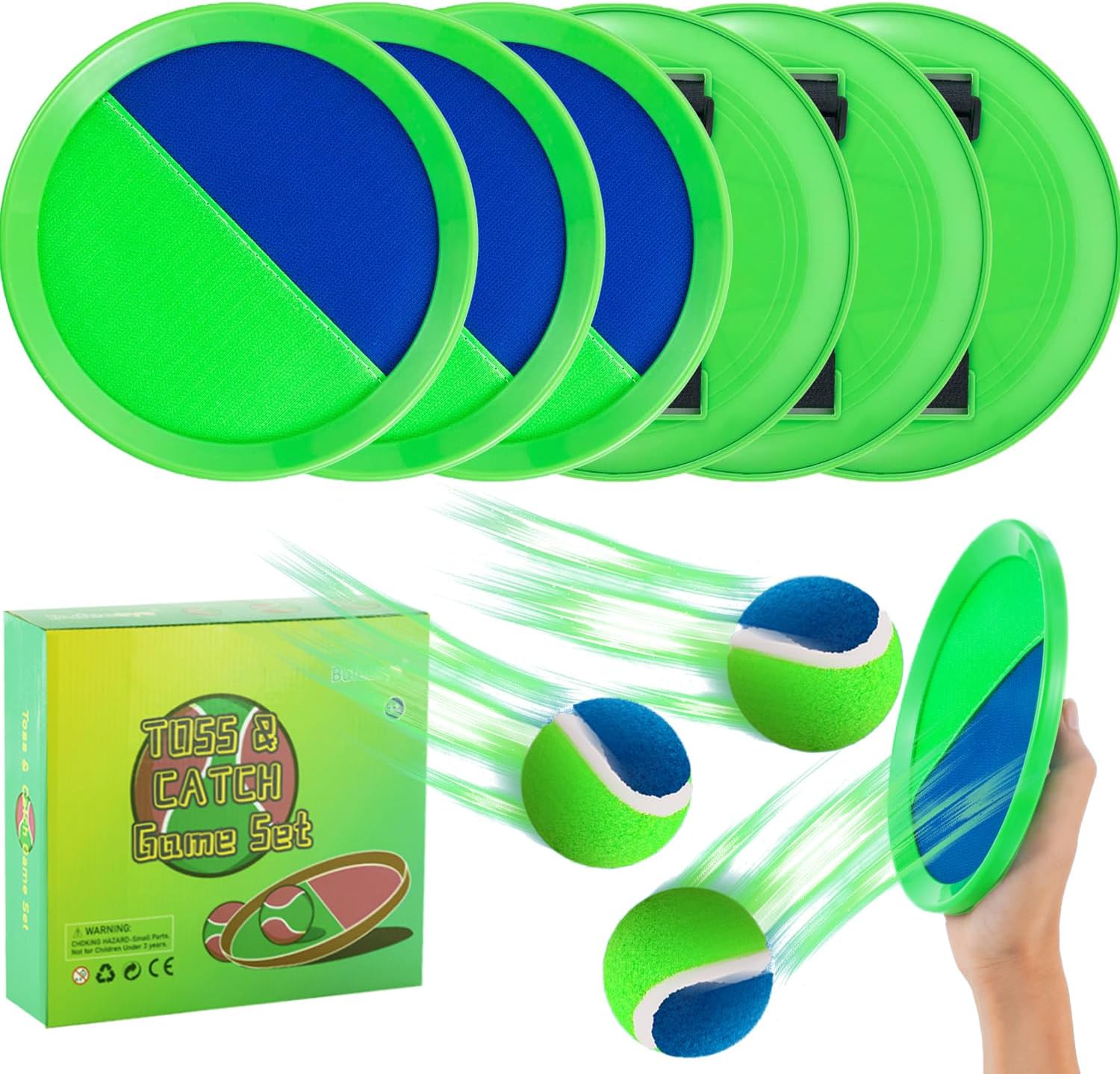 Bufeeaye toss and catch ball set with six paddles and three balls