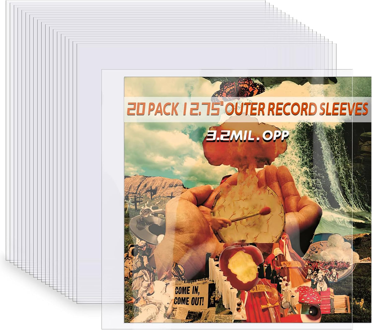 Coidea clear vinyl record sleeves front view protective storage