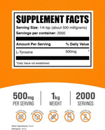 BulkSupplements L-Tyrosine amino acid supplement packaging