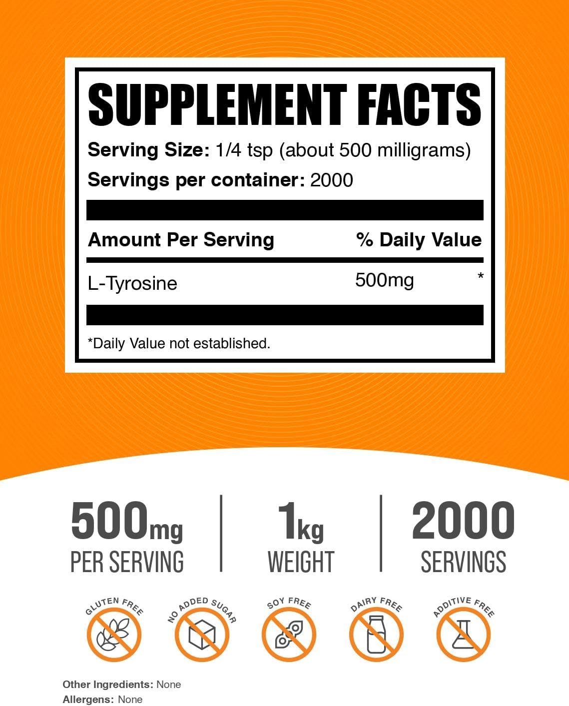 BulkSupplements L-Tyrosine amino acid supplement packaging