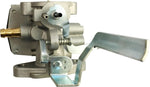 Close-up of carburetor jets and adjustment screws