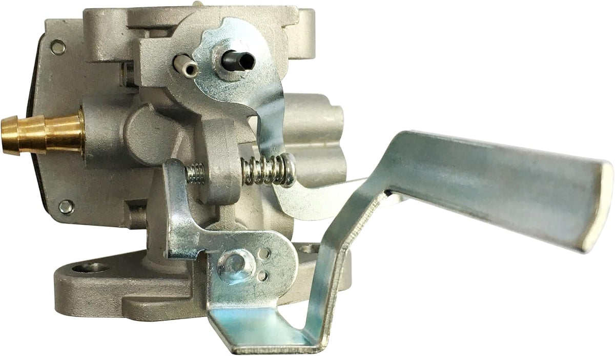 Close-up of carburetor jets and adjustment screws