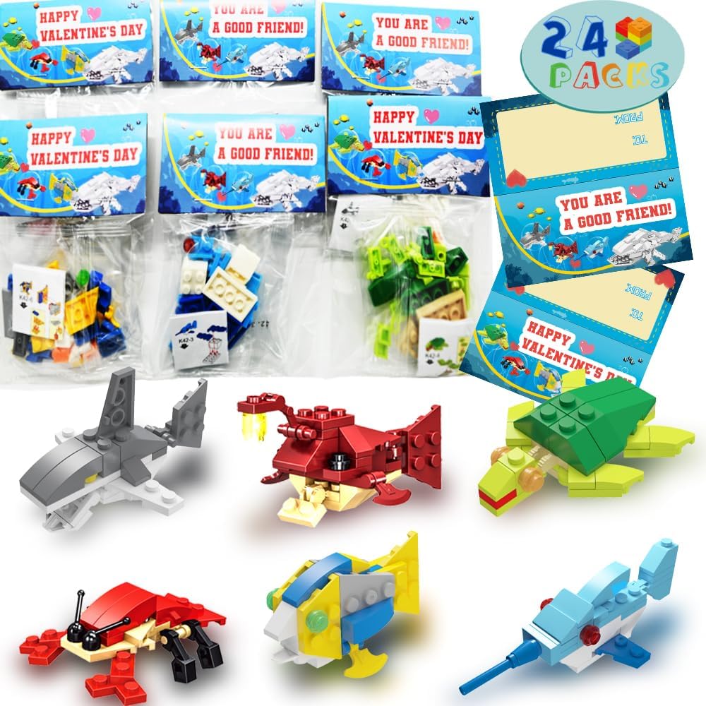 Wodmaz 24 pack sea animal building blocks set front view