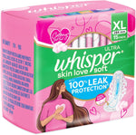 Whisper sanitary pad showing soft top sheet texture