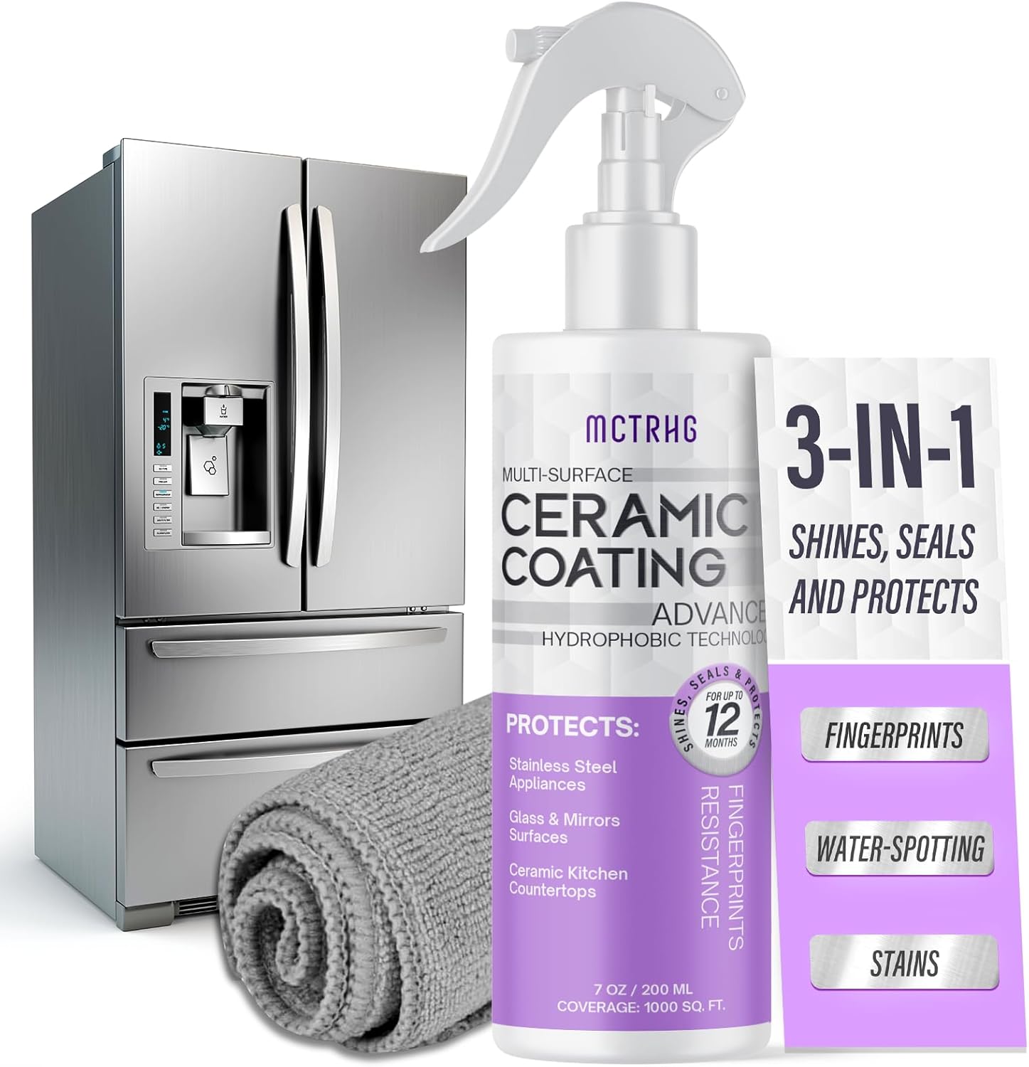 Mctrhg Ceramic Coating Spray bottle front view for stainless steel