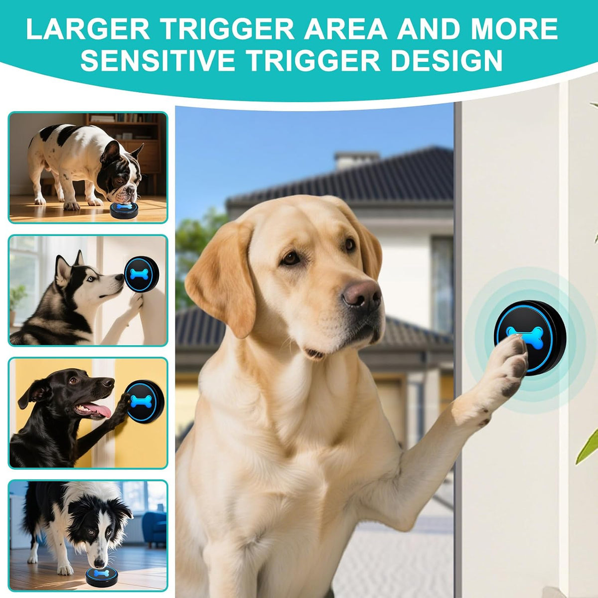 Waterproof touch button for pet door communication