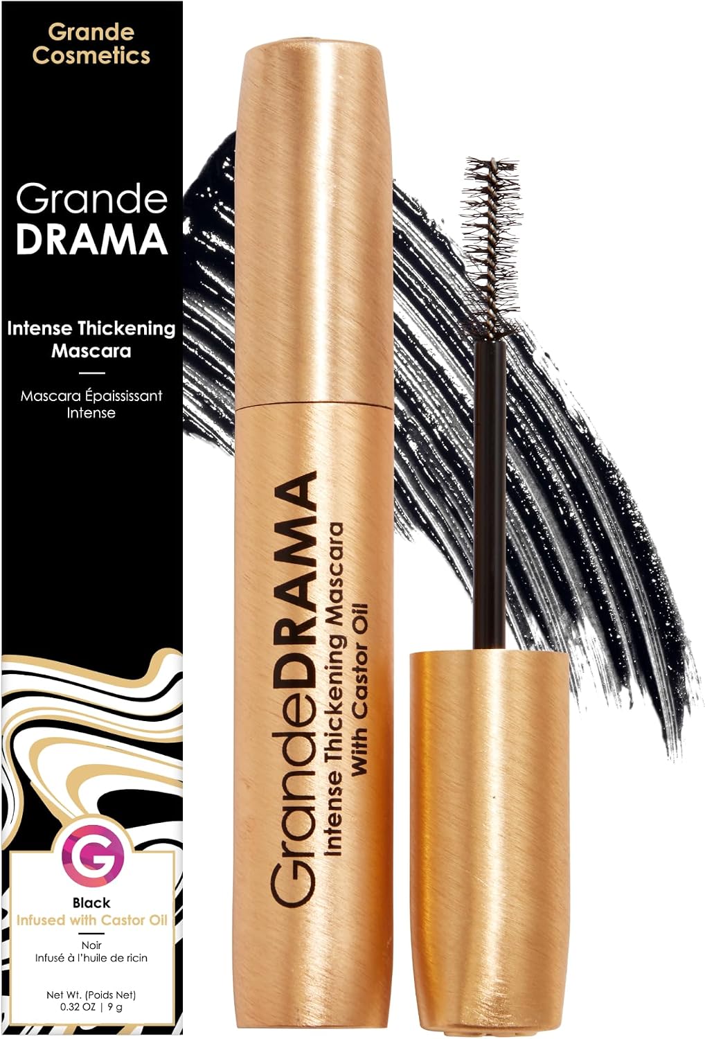 Grande Cosmetics GrandeDRAMA Intense Thickening Mascara front view packaging