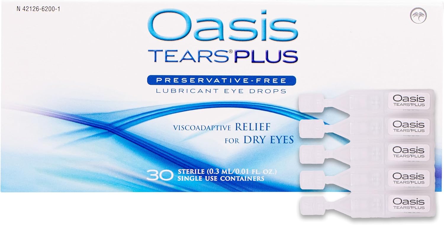 Oasis TEARS PLUS Preservative-Free Lubricant Eye Drops, 30 containers, 0.3 ML/0.01 FL OZ - Image 1