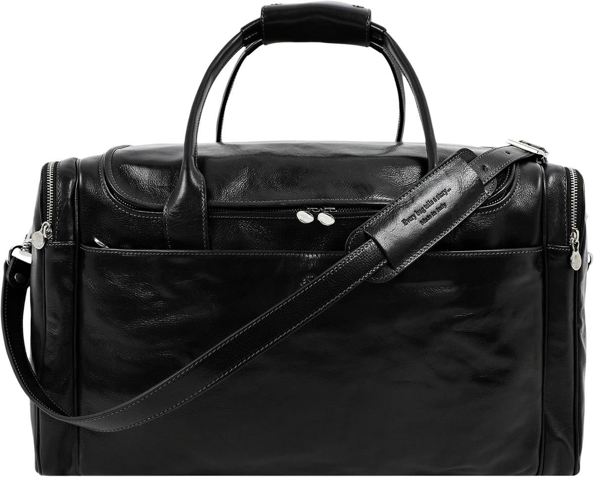 Time Resistance Leather Duffel Bag - Large Weekend Gym Travel Bag (Brown) - Image 9