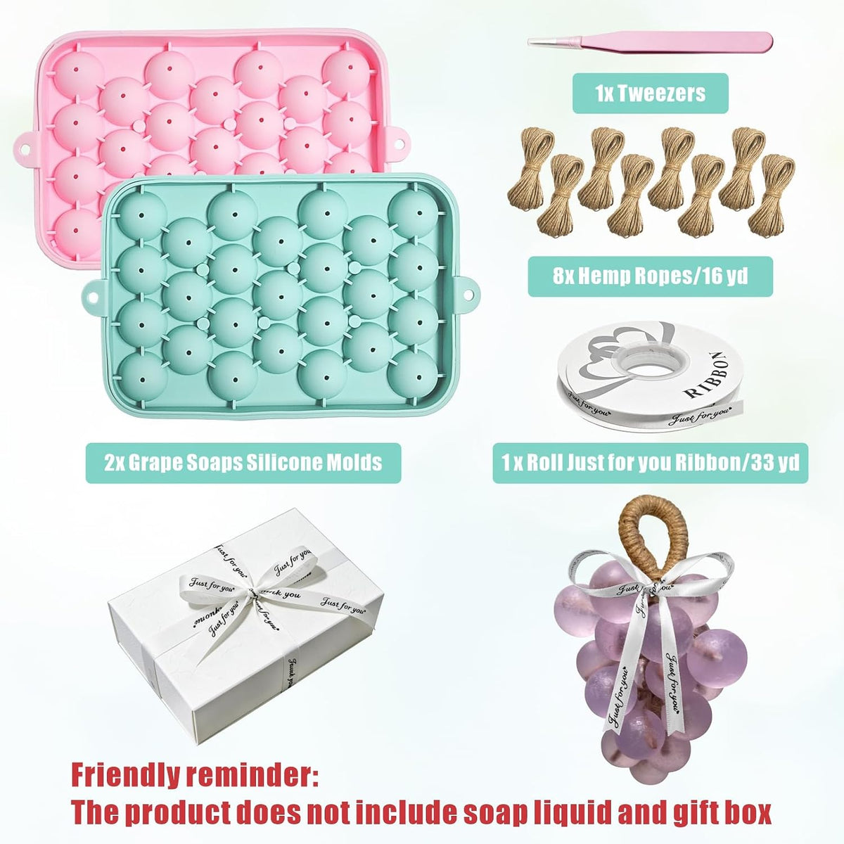 Jute rope and ribbon included in the soap making kit