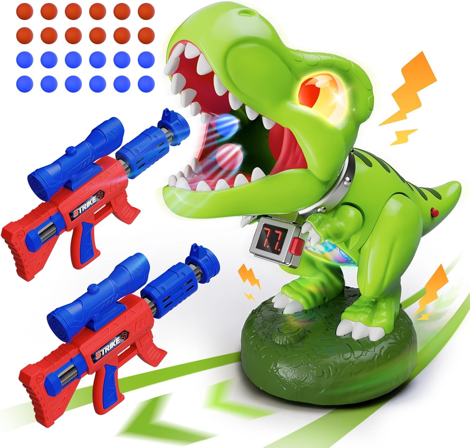 Kuovei realistic dinosaur shooting toy with two blasters
