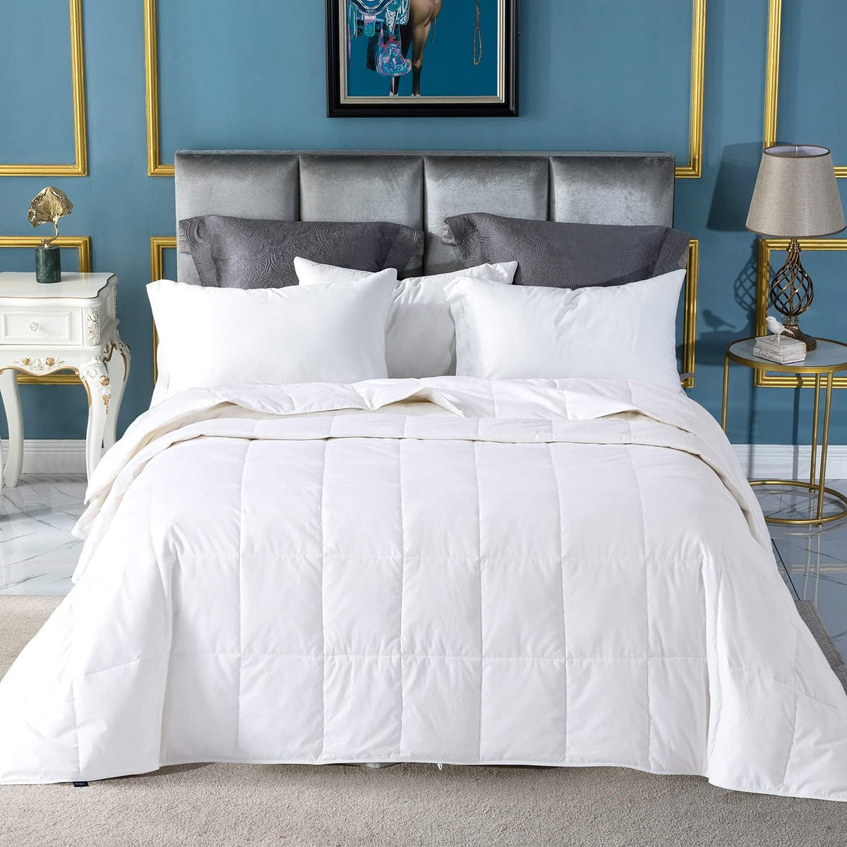 Globon Down Blanket California King Size,Extra Lightweight Summer Comforter | Duvet Insert for Hot Sleepers,Noiseless & Extra Soft, 13 Ounce Fill Weight, White 108x98inches - Image 14