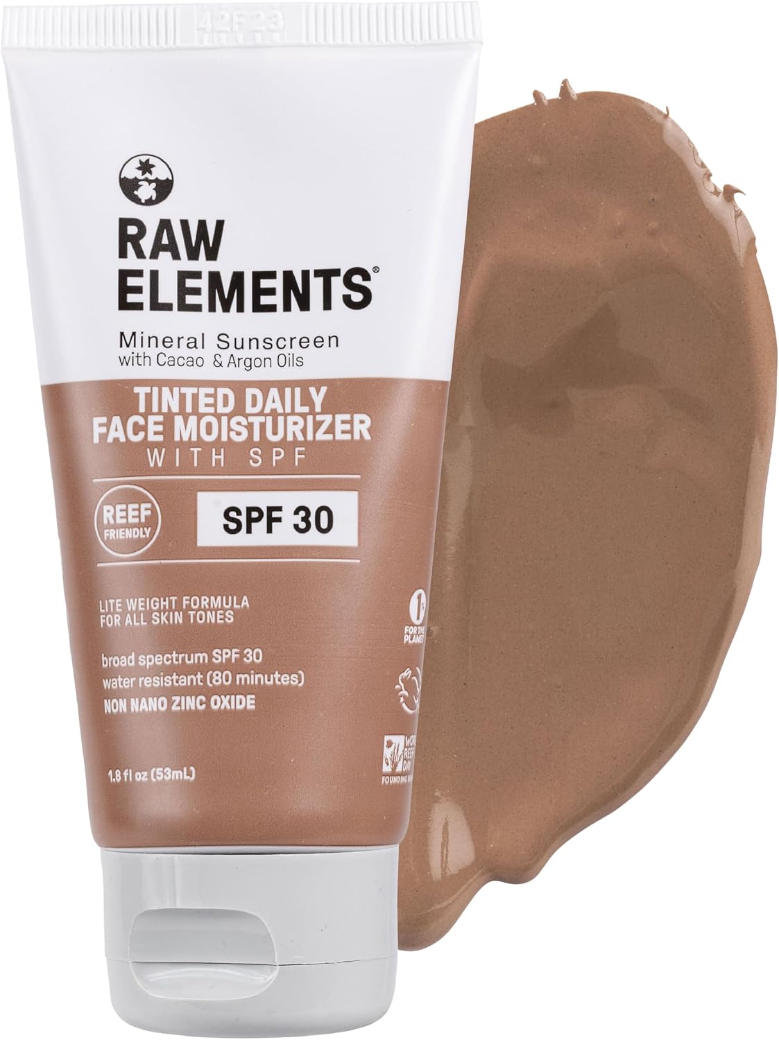 Raw Elements tinted daily face moisturizer front view packaging