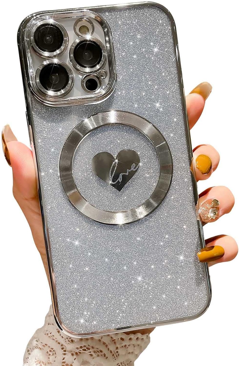 HYUEKOKO pink heart magnetic case lifestyle display