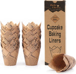 Heat resistant parchment paper cupcake holders ready for baking