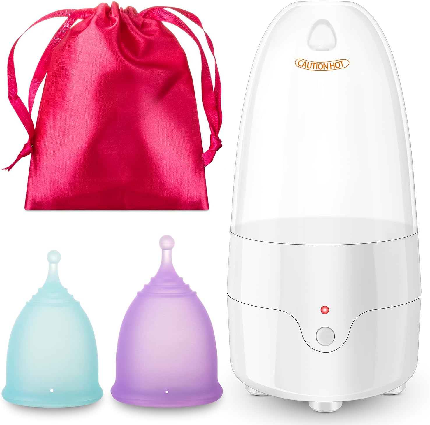 Menstrual Cup Steamer Sterilizer with 2 Reusable Menstrual Cups, Period Cups Cleaner Wash Kit - Image 1